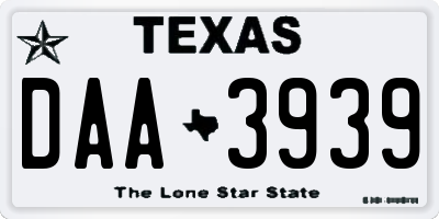 TX license plate DAA3939