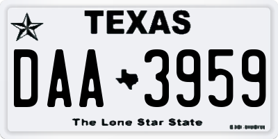 TX license plate DAA3959