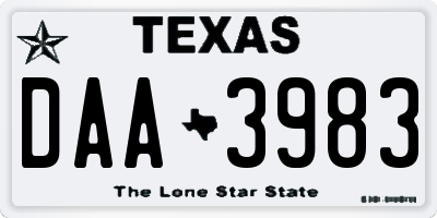 TX license plate DAA3983