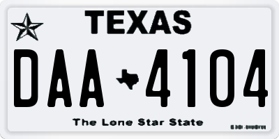 TX license plate DAA4104