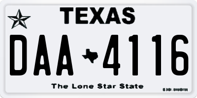 TX license plate DAA4116