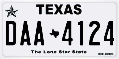 TX license plate DAA4124