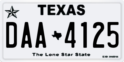 TX license plate DAA4125