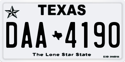 TX license plate DAA4190