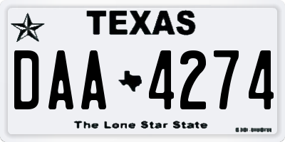 TX license plate DAA4274