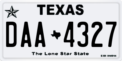 TX license plate DAA4327
