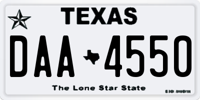 TX license plate DAA4550
