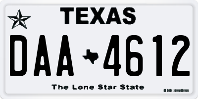 TX license plate DAA4612