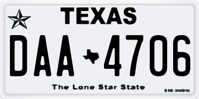 TX license plate DAA4706