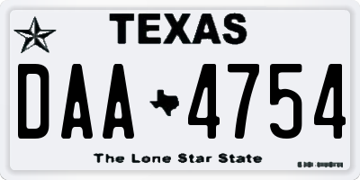 TX license plate DAA4754