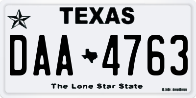 TX license plate DAA4763