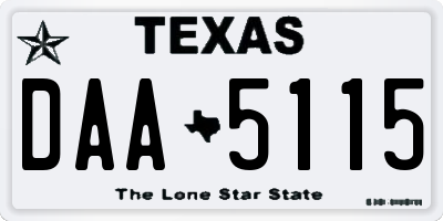 TX license plate DAA5115