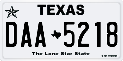 TX license plate DAA5218