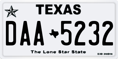 TX license plate DAA5232