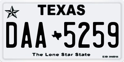 TX license plate DAA5259
