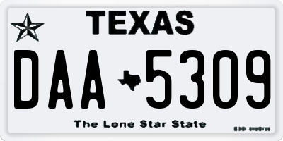 TX license plate DAA5309