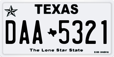 TX license plate DAA5321