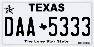 TX license plate DAA5333