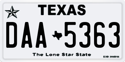 TX license plate DAA5363