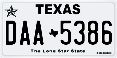 TX license plate DAA5386