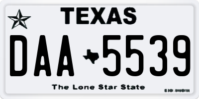 TX license plate DAA5539