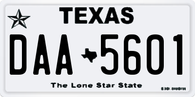TX license plate DAA5601