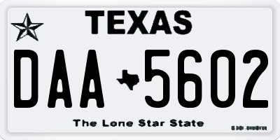 TX license plate DAA5602