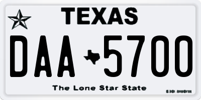TX license plate DAA5700