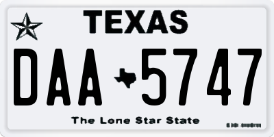 TX license plate DAA5747