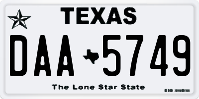 TX license plate DAA5749