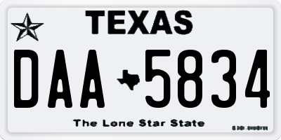 TX license plate DAA5834