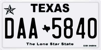 TX license plate DAA5840