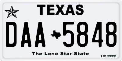 TX license plate DAA5848