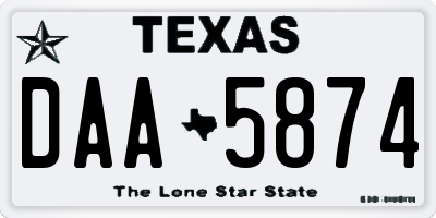 TX license plate DAA5874