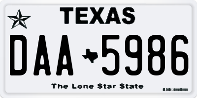 TX license plate DAA5986