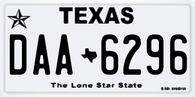 TX license plate DAA6296