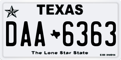 TX license plate DAA6363