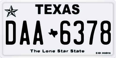 TX license plate DAA6378