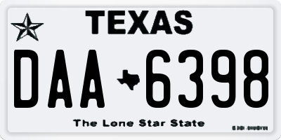 TX license plate DAA6398