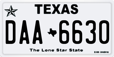 TX license plate DAA6630
