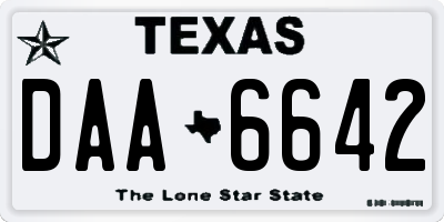 TX license plate DAA6642