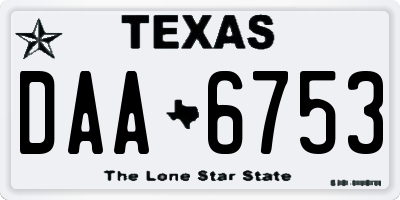 TX license plate DAA6753