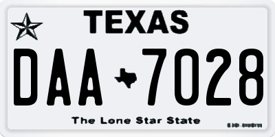TX license plate DAA7028