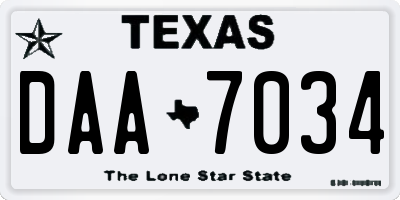 TX license plate DAA7034