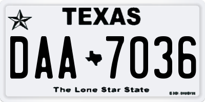 TX license plate DAA7036