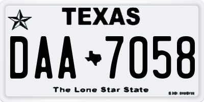 TX license plate DAA7058