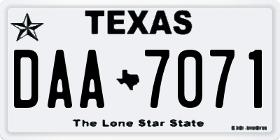 TX license plate DAA7071