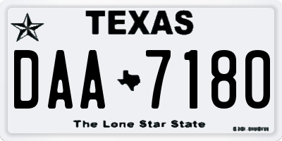 TX license plate DAA7180