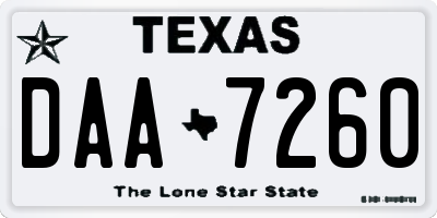 TX license plate DAA7260