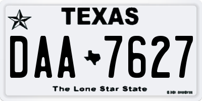 TX license plate DAA7627